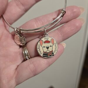 Alex and Ani Silver Bracelet with French Bulldog Charm